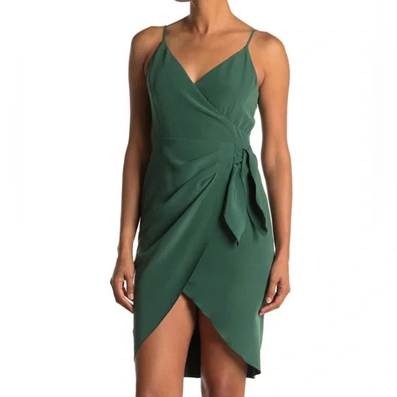 green emerald velvet dress BCBG V-Neck Wrap Dress GT02D26 Green Pea (Gleam) 14 at Amazon Women's  Clothing store main image 0